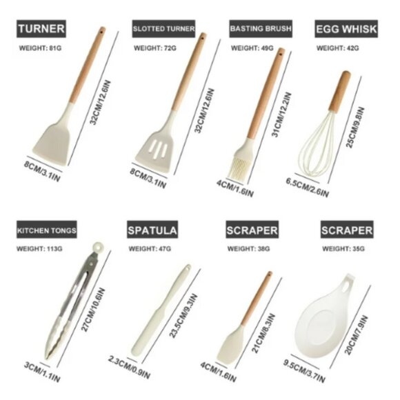 Kitchen Cooking Utensils Set, 33 pcs Non-Stick Silicone Cooking Kitchen Utensils - Picture 7 of 11